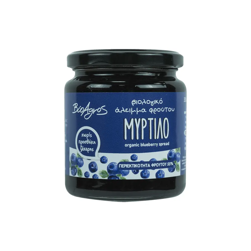 Άλειμμα Φρούτου Μύρτιλο χωρίς ζάχαρη 320g Βιοαγρός Bio - 445020007