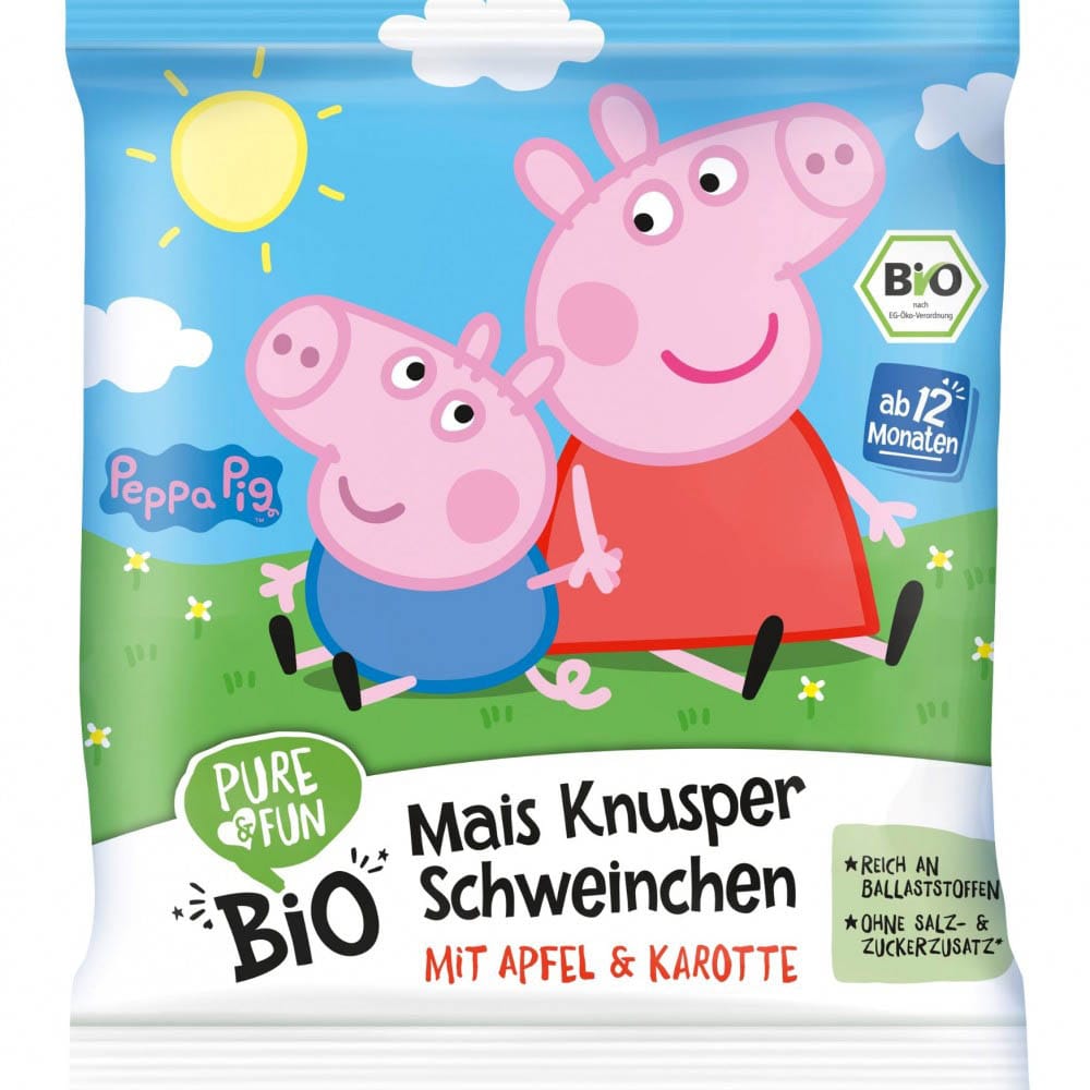 Τραγανό Σνακ Καλαμποκιού με Μήλο & Καρότο Peppa Pig Βιολογικό 30g (12+ Μηνών) ΑΛΙ020