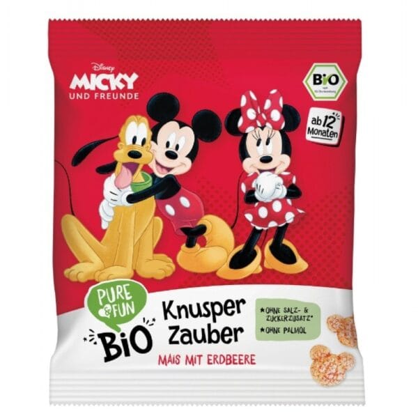 Pure & Fun Βιολογικό Σνακ Καλαμποκιού Mickey Φράουλα 30g ΑΛΙ022