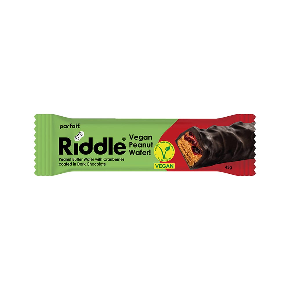 Riddle vegan μπάρα με φυστικοβούτυρο, κράνμπερι και μαύρη σοκολάτα 43g 221029983